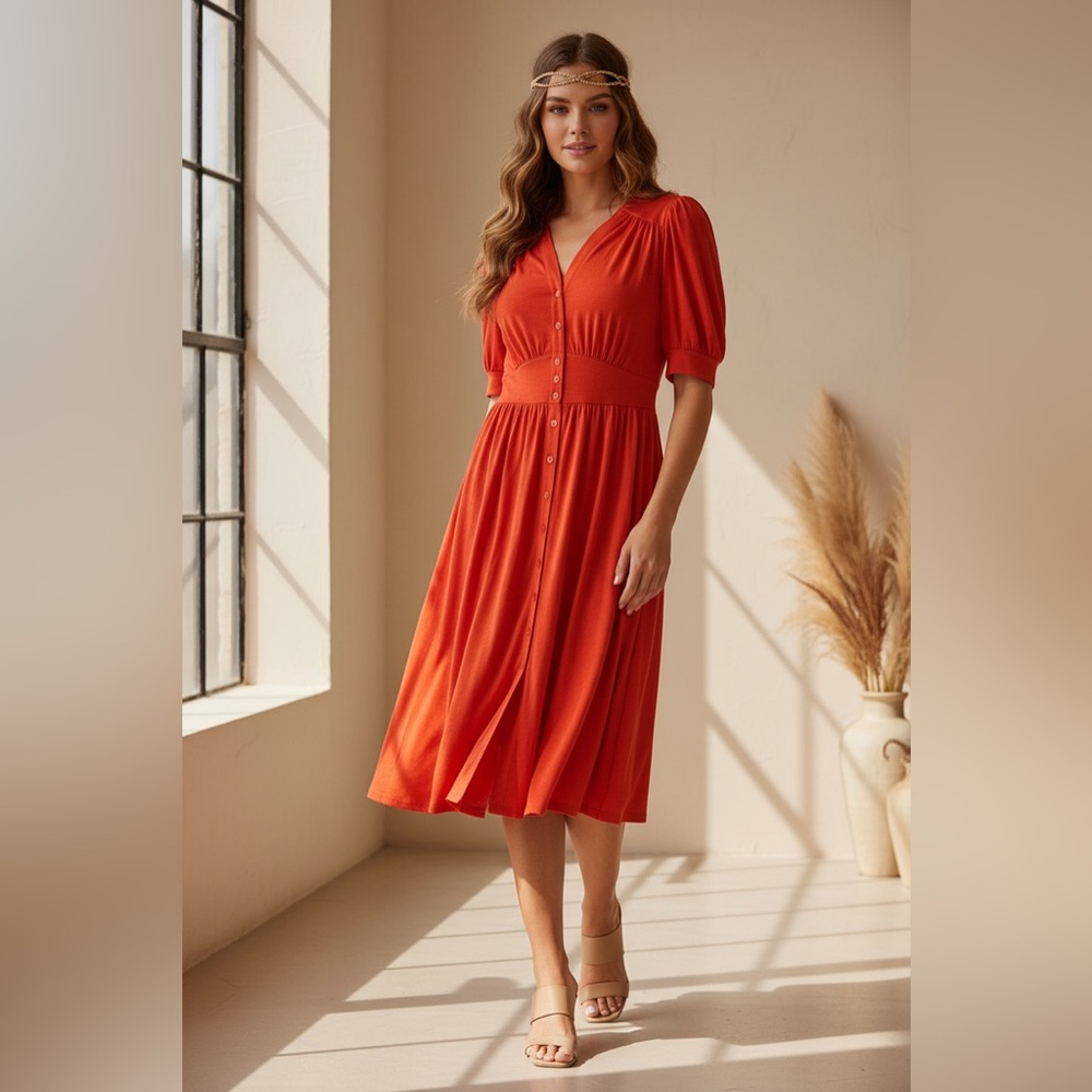 LuLaRoe Skyler Midi Button Front Dress